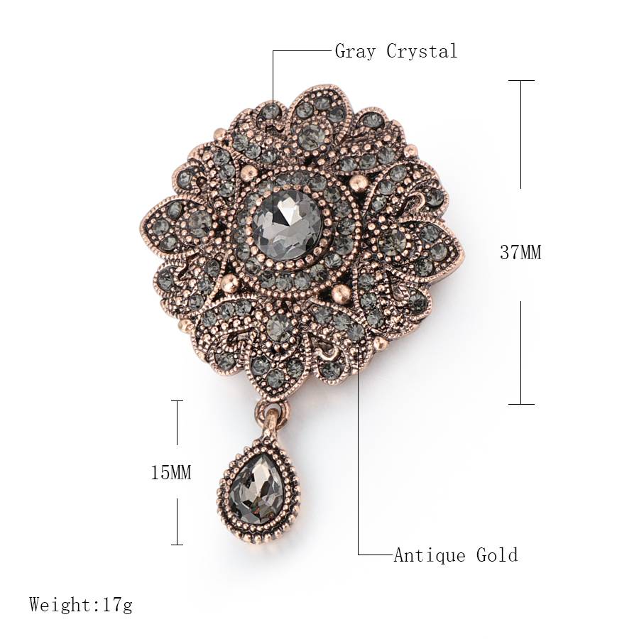 Women's Silver Flower Crystal Brooch