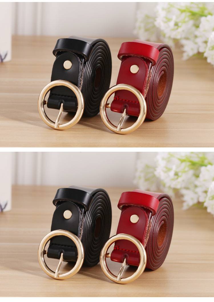Women's Leather Belt with Round Buckle Women's Leather Belt with Round Buckle