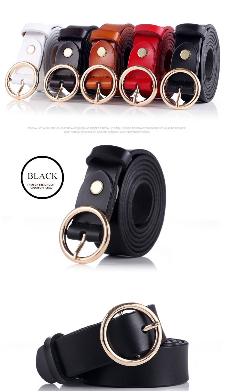 Women's Leather Belt with Round Buckle Women's Leather Belt with Round Buckle