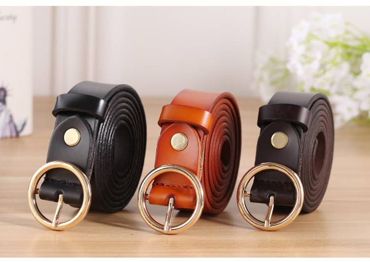 Women's Leather Belt with Round Buckle Women's Leather Belt with Round Buckle