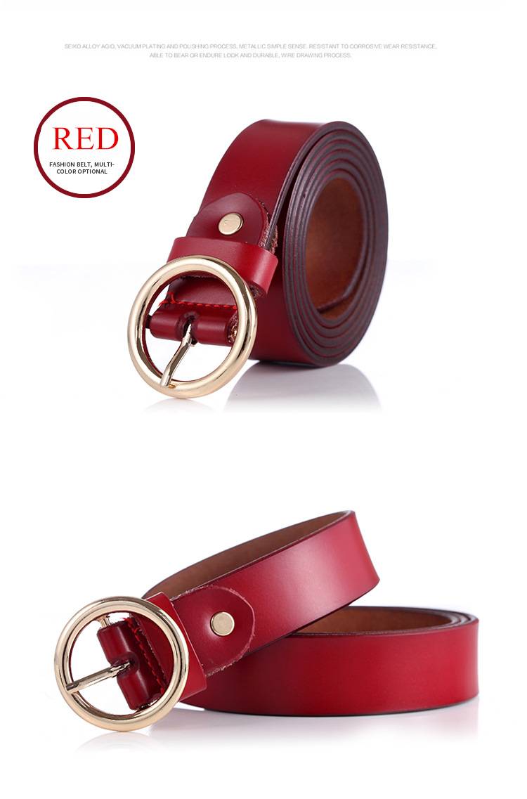 Women's Leather Belt with Round Buckle Women's Leather Belt with Round Buckle