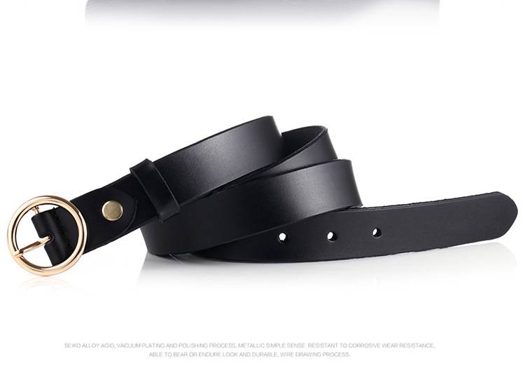 Women's Leather Belt with Round Buckle Women's Leather Belt with Round Buckle