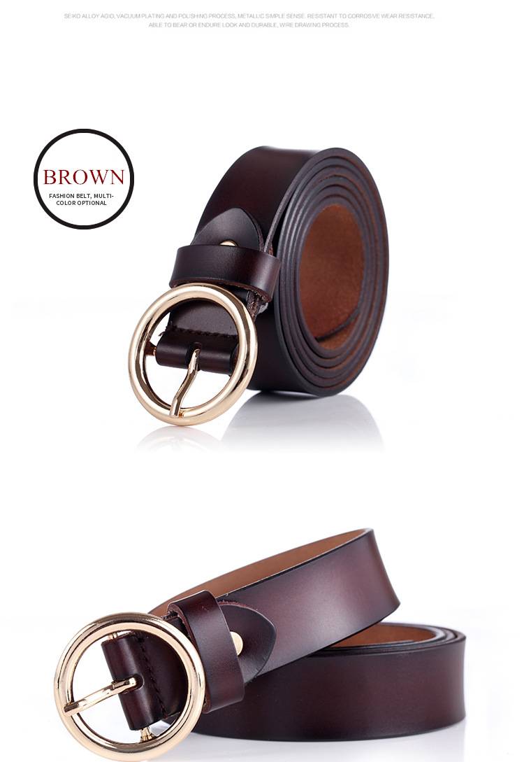 Women's Leather Belt with Round Buckle Women's Leather Belt with Round Buckle