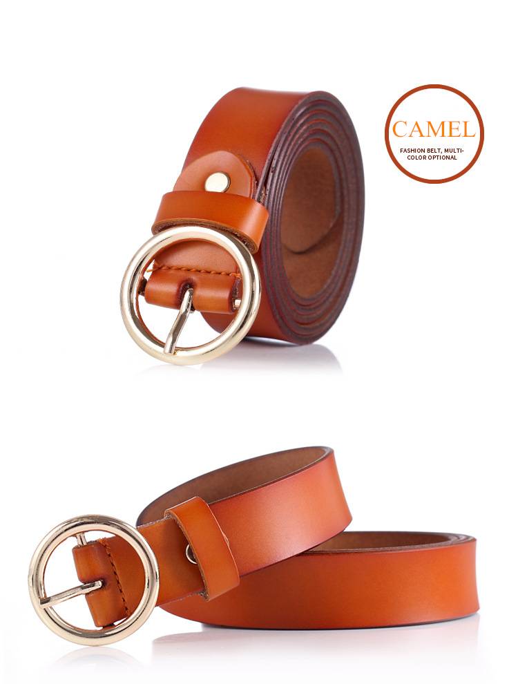 Women's Leather Belt with Round Buckle Women's Leather Belt with Round Buckle