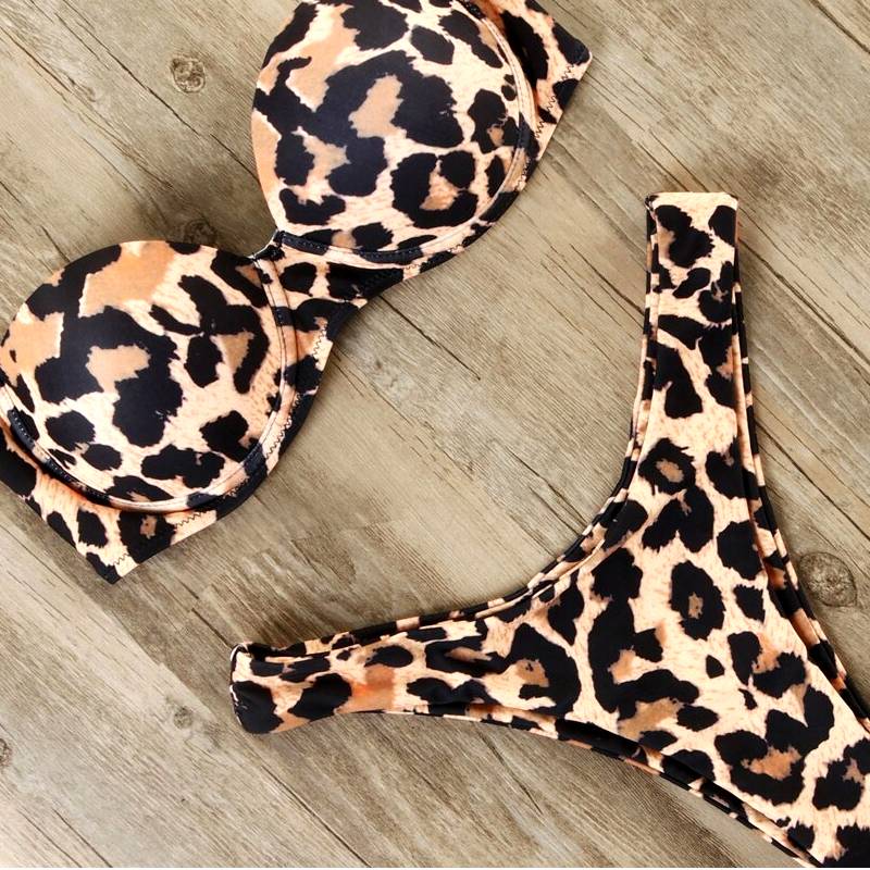 Women's Animal Patterned Bandeau Bikini