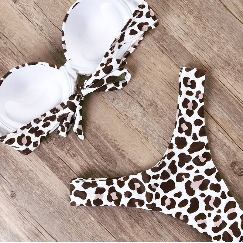 Women's Animal Patterned Bandeau Bikini