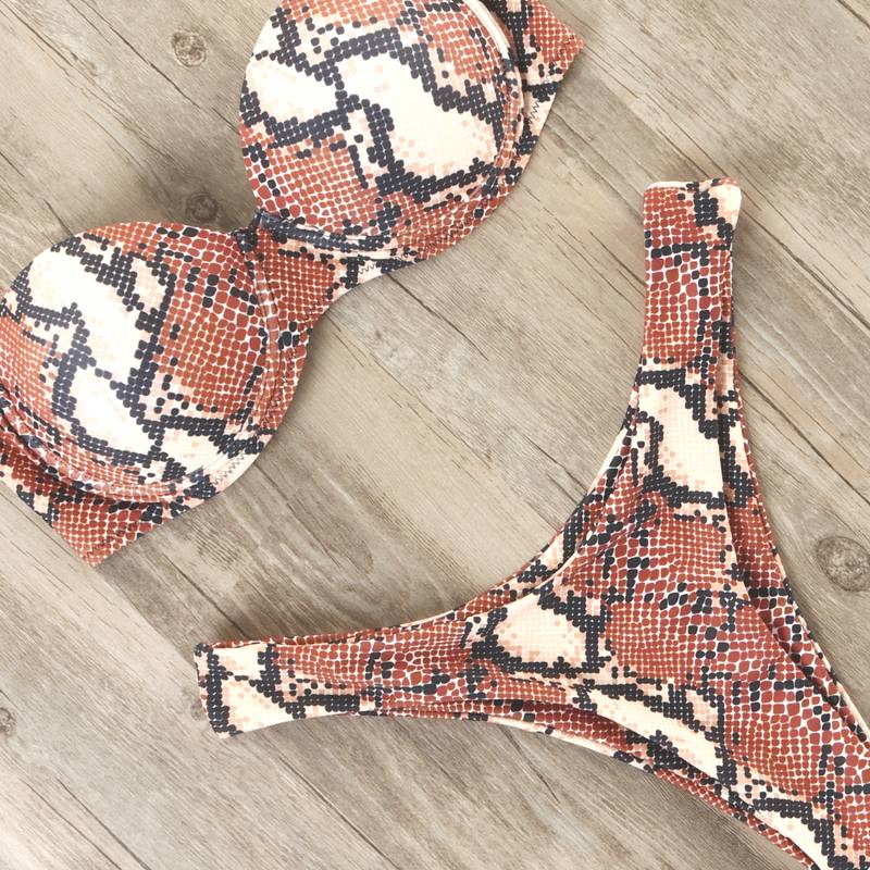 Women's Animal Patterned Bandeau Bikini
