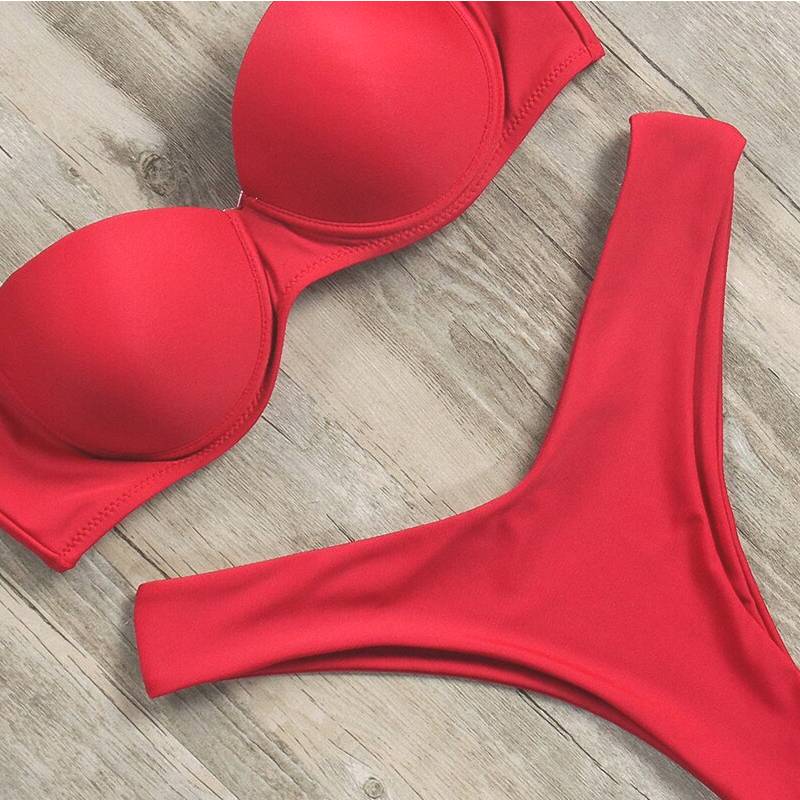 Women's Animal Patterned Bandeau Bikini