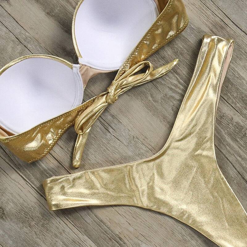 Women's Animal Patterned Bandeau Bikini