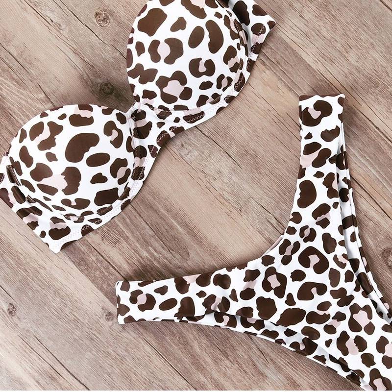 Women's Animal Patterned Bandeau Bikini