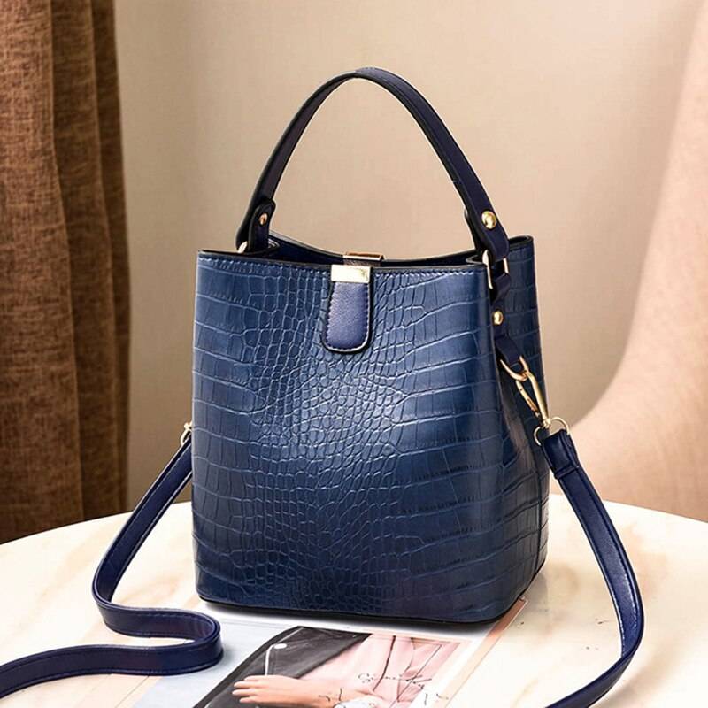 Women's Compact Alligator Skin Style Bucket Bag