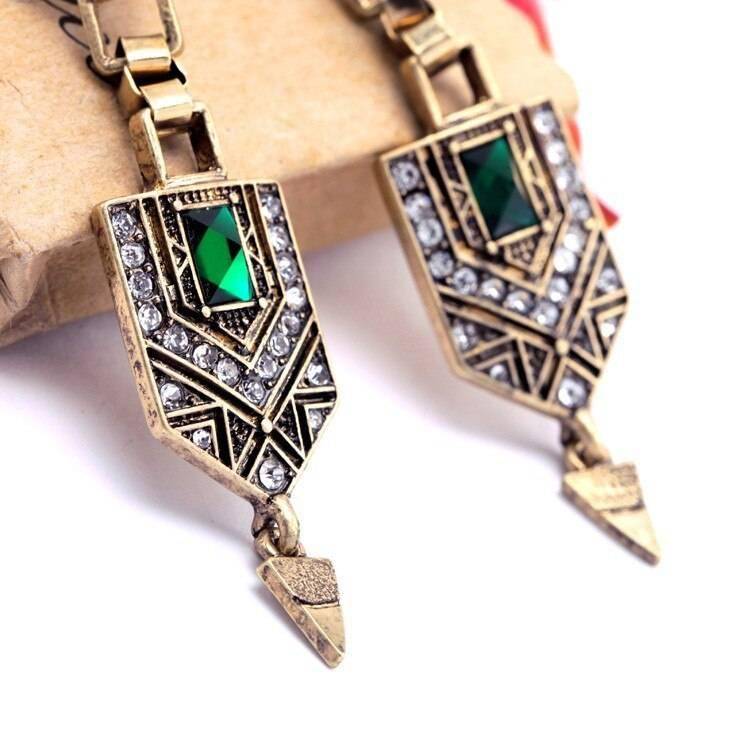 Vintage Style Green Crystal Drop Earrings for Women Vintage Style Green Crystal Drop Earrings for Women