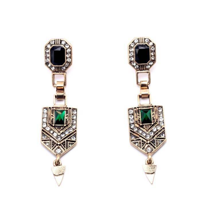 Vintage Style Green Crystal Drop Earrings for Women Vintage Style Green Crystal Drop Earrings for Women