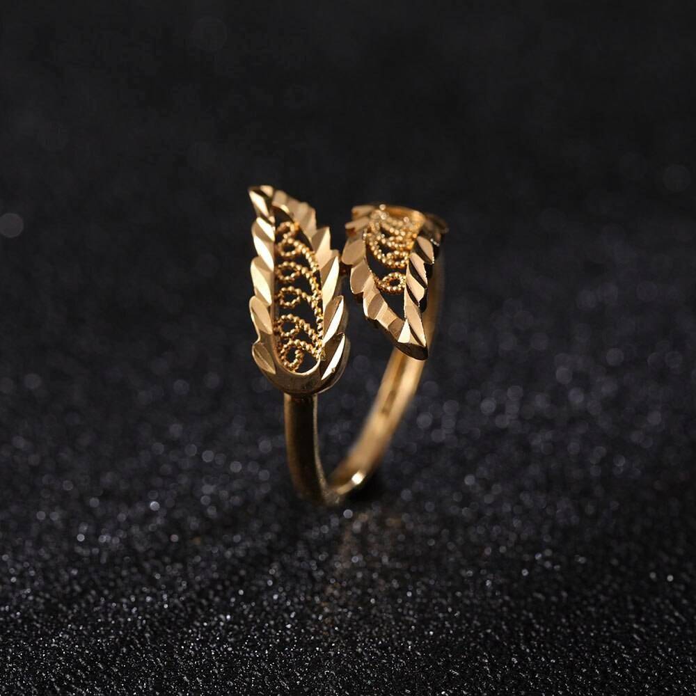24K Yellow Gold Filled Leaf Ring for Women 24K Yellow Gold Filled Leaf Ring for Women