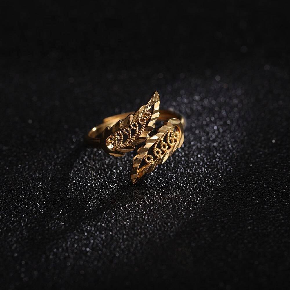 24K Yellow Gold Filled Leaf Ring for Women 24K Yellow Gold Filled Leaf Ring for Women