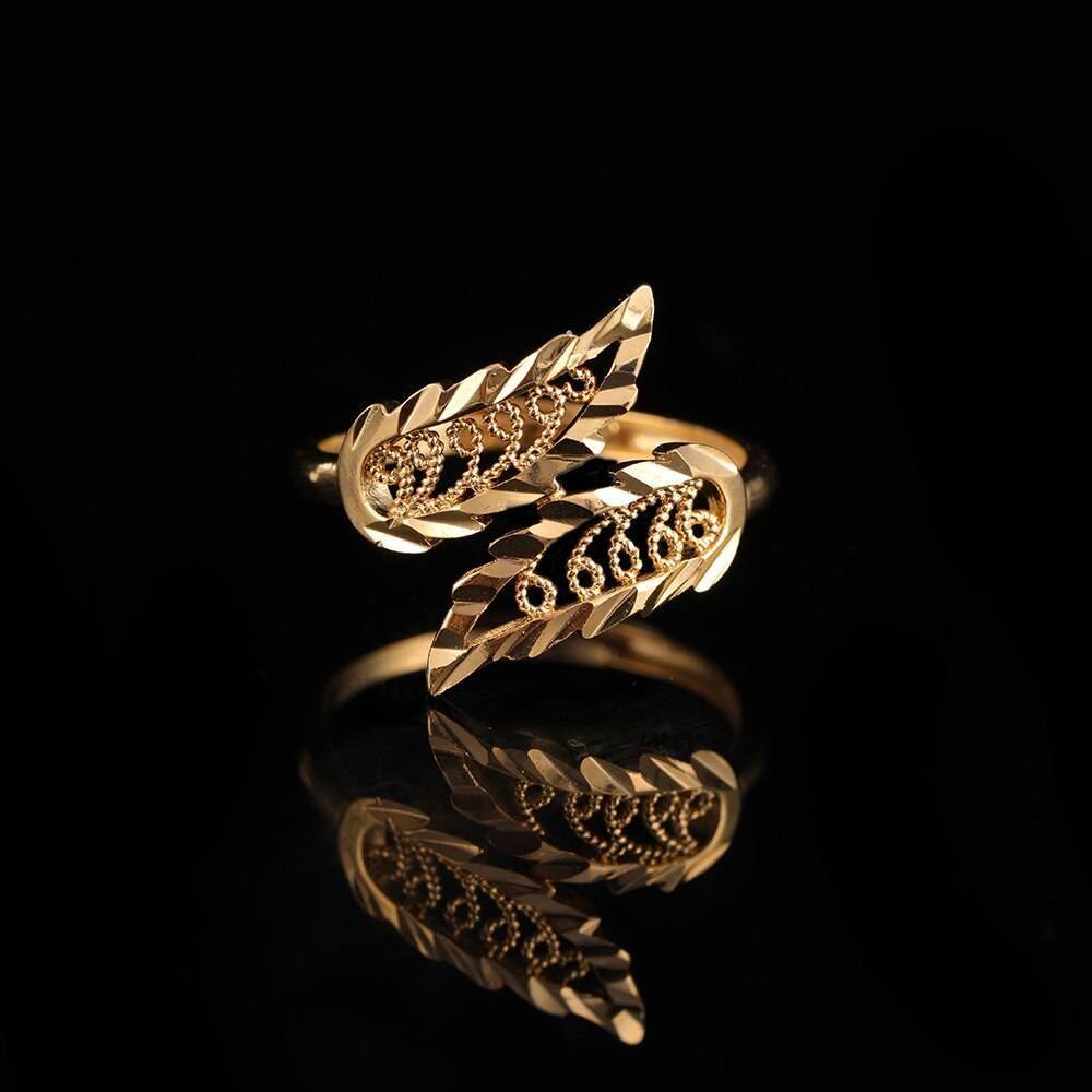 24K Yellow Gold Filled Leaf Ring for Women 24K Yellow Gold Filled Leaf Ring for Women