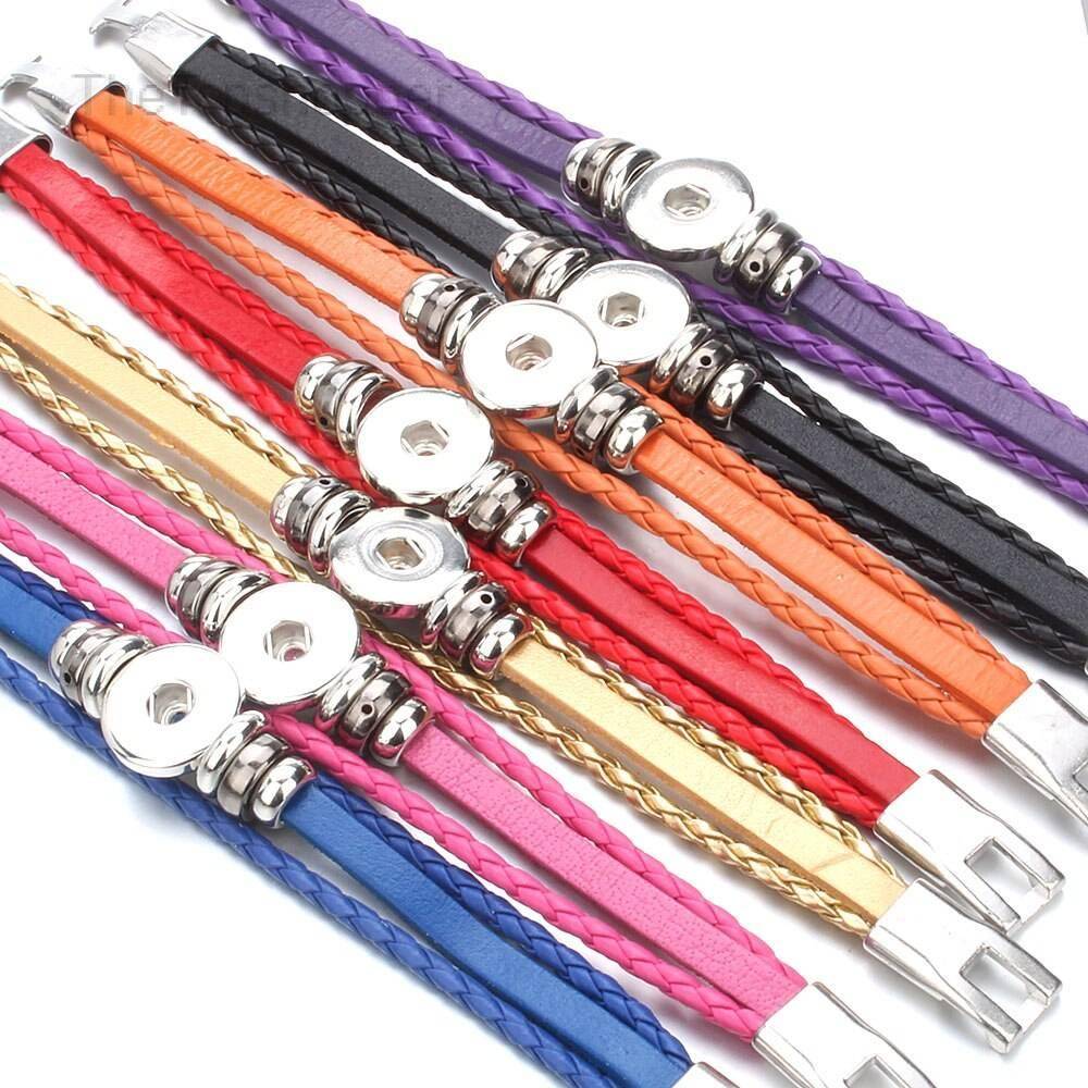 Unisex Braided Leather Bracelet with Snap Button Unisex Braided Leather Bracelet with Snap Button