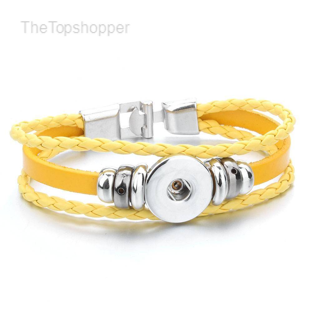 Unisex Braided Leather Bracelet with Snap Button Unisex Braided Leather Bracelet with Snap Button