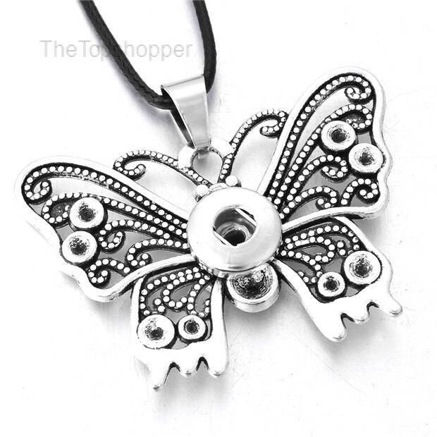 Women's Metal Snap Button Pendant Necklace