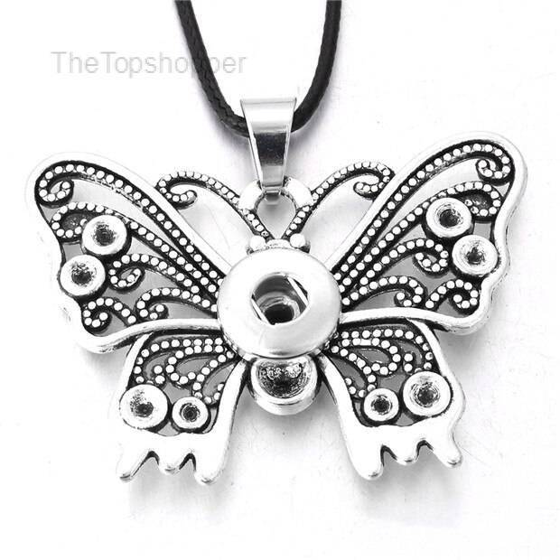 Women's Metal Snap Button Pendant Necklace